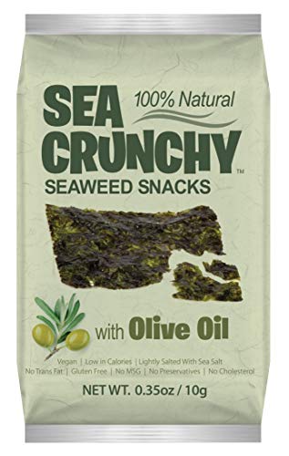 Sea Crunchy Roasted Seaweed Snack with Olive Oil (Pack of 10) 0.35 Oz each