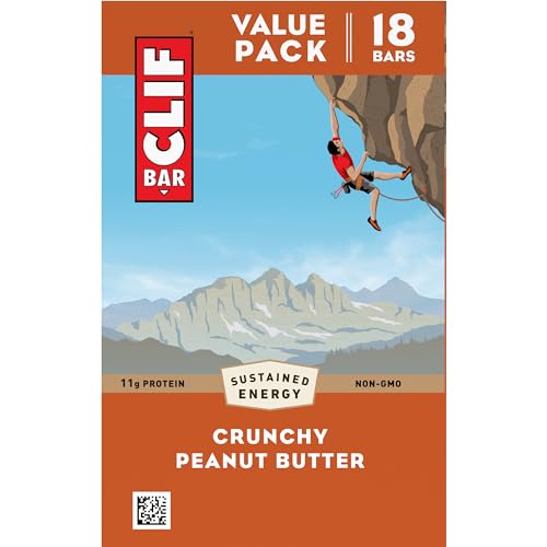 Clif Bar - Crunchy Peanut Butter - Made with Organic Oats - 11g Protein - Non-GMO - Plant Based - Energy Bars - 2.4 oz. (18 Pack)