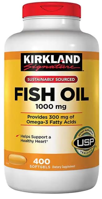 Kirkland Signature Nature Fish Oil 1000mg Per Serving, 1-Pack of 400 Softgels