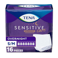 Tena Sensitive Care Incontinence Overnight Underwear for Women, Size Small/Medium, 16 ct