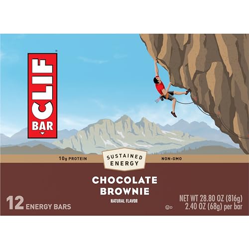 CLIF BAR - Chocolate Brownie Flavor - Made with Organic Oats - 10g Protein - Non-GMO - Plant Based - Energy Bars - 2.4 oz. (12 Pack)