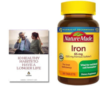 Nature Made Iron 65 mg (from Ferrous Sulfate) Tablets for Red Blood Cell Formation (365 ct.).