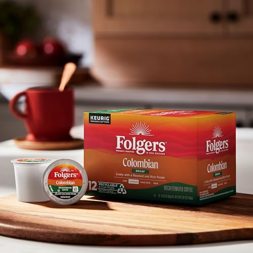 Folgers Colombian Decaf Medium Roast Coffee, 72 Keurig K-Cup Pods