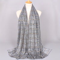 Women Solid Color Scarf Thin Breathable Shawl Lightweight Sparkling Metallic Wrap