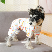 1pc Cozy Rainbow Print Pet Pajama Suit - Soft, Warm, and Comfortable Dog and Cat Clothes for a Peaceful Night's Sleep with Adorable Design and Easy Care