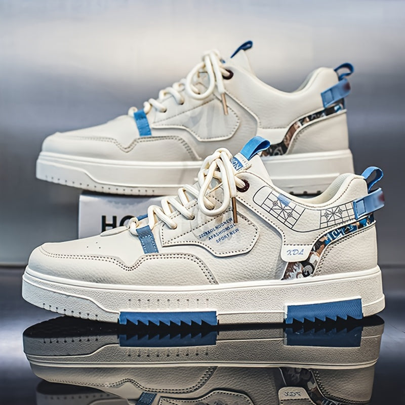 Men's Trendy Skate Shoes, Graphic Print Non-Slip Sneakers, Men's Footwear