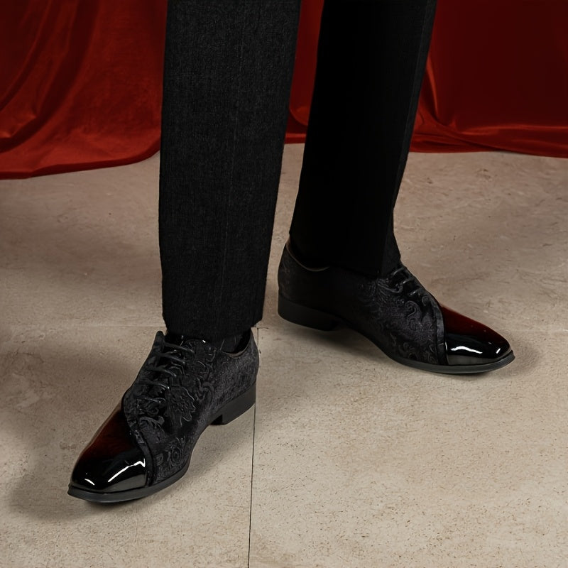 Bruno Marc Classic Glossy Velvet Men's Dress Shoes - Formal Oxford Lace-up Caden