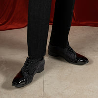 Bruno Marc Classic Glossy Velvet Men's Dress Shoes - Formal Oxford Lace-up Caden