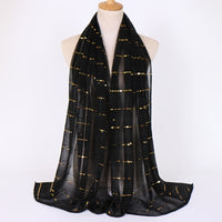 Women Solid Color Scarf Thin Breathable Shawl Lightweight Sparkling Metallic Wrap