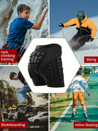 Four Seasons High Stretch Polyester Knit Fabric 3D Padded Shorts for Ice Hockey, Snowboarding, Gymnastics, Roller Skating - Moisture Wicking, Flexible, Regular Fit