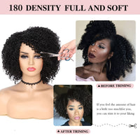 Short Kinky Curly Wigs Side Part Afro Bomb Curly Wig Heat Resistant Fiber Kinky Curly Synthetic Full Wigs For Women 6 Inch