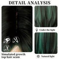 Long Wavy Dark Green Wig For Women Daily Use Natural Synthetic Miidle Part Wigs Layered Heat Resistant Music Festival