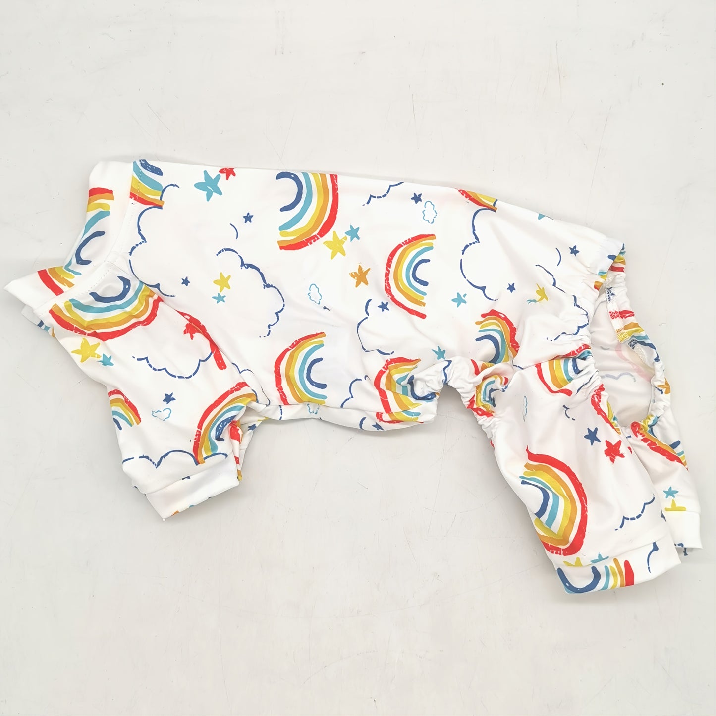 1pc Cozy Rainbow Print Pet Pajama Suit - Soft, Warm, and Comfortable Dog and Cat Clothes for a Peaceful Night's Sleep with Adorable Design and Easy Care