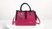 Women's Letter Detail Shoulder Bag, Elegant Double Handle Purse, Simple Large Handbag For Work