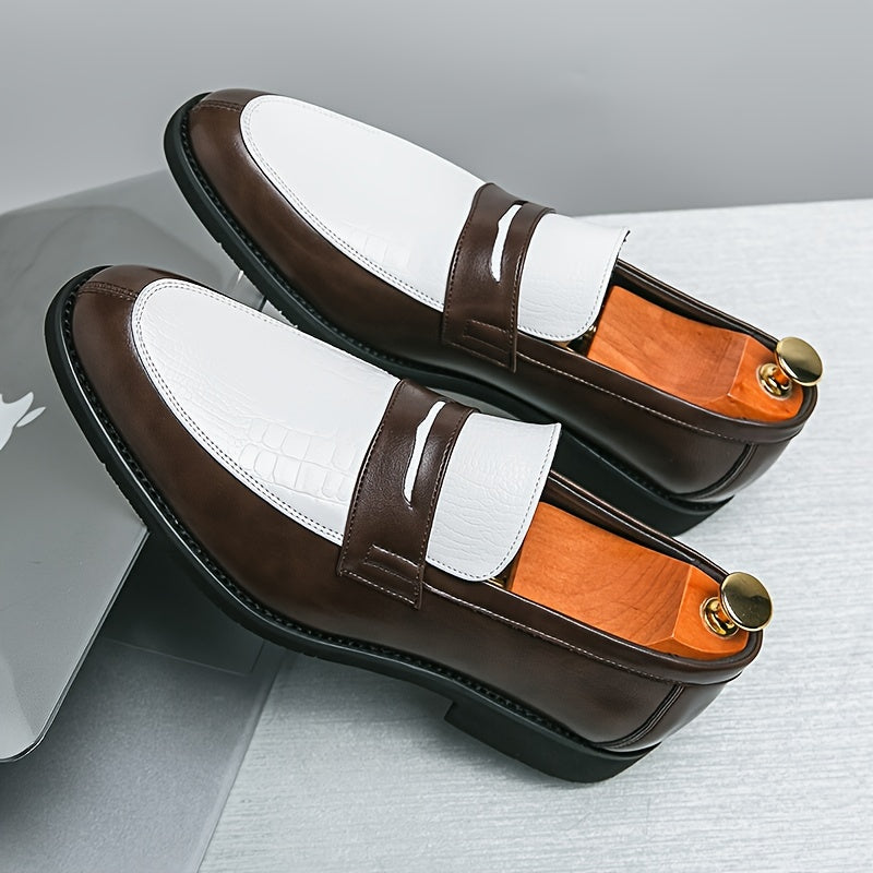 Stylish Men's Color Block Slip-On Loafers - Ultra Comfy, Non-Slip, Durable Rubber Sole, Breathable, Easy to Wear, Versatile Platform Dress Shoes for Formal and Casual Occasions - Men's Footwear