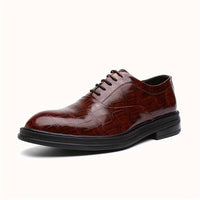 Men's Trendy Solid Oxfords, Wear-resistant Non Slip Lace-up Dress Shoes, Middle Aged Men's Footwear