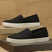 Comfy Slip-On Loafers - Men's Canvas Shoes with Breathable Solid Colours, Non-Slip Soles, Durable Design for Outdoor Activities and Casual Walking - Comfortable, Relaxed Fit for Men's Footwear