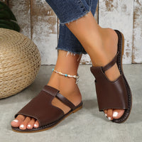 Women's Solid Color Slide Sandals, Casual Cutout Slip On Outdoor Shoes, Comfortable Faux Leather Shoes