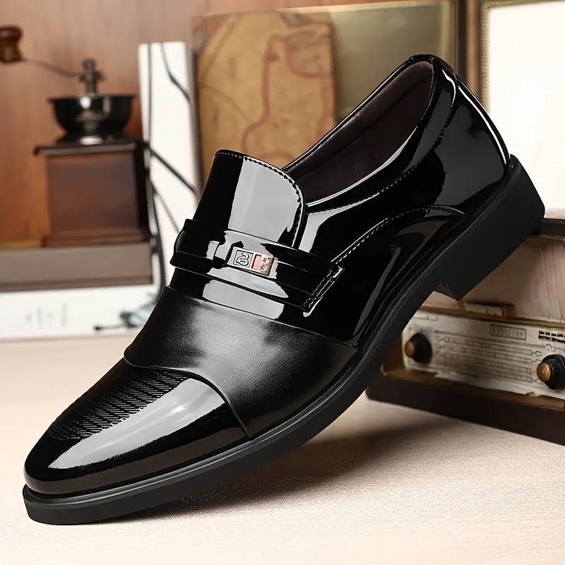 Stylish Men's Dress Shoes - Fashionable PU Upper Slip-On Shoes for Business, Office, Parties, and Weddings - Comfortable, Breathable, and Durable