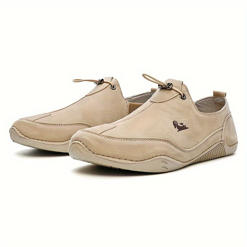 Men's Solid Color Microfiber Upper Walking Shoes, Classic Comfy Non Slip Rubber Sole Adjustable Buckle Shoes, Men's Footwear