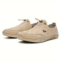 Men's Solid Color Microfiber Upper Walking Shoes, Classic Comfy Non Slip Rubber Sole Adjustable Buckle Shoes, Men's Footwear