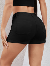 Simple Style Solid Denim Shorts, Mid-stretch Streetwear Breathable Denim Shorts, Women's Denim Jeans & Clothing