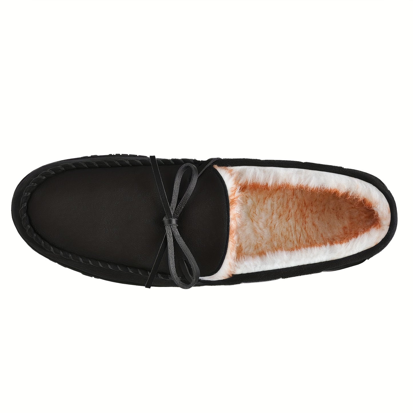 Plus Size Men's Solid Colour Slip On Loafer Shoes With Warm Plush Lining, Comfy Non Slip Rubber Sole Durable Home Shoes, Men's Footwear