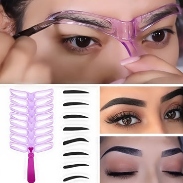 Easy-to-Use Eyebrow Shaper Kit - 8 Styles, Durable PVC Cards with Handle, Perfectly Defined Brows Trimmer