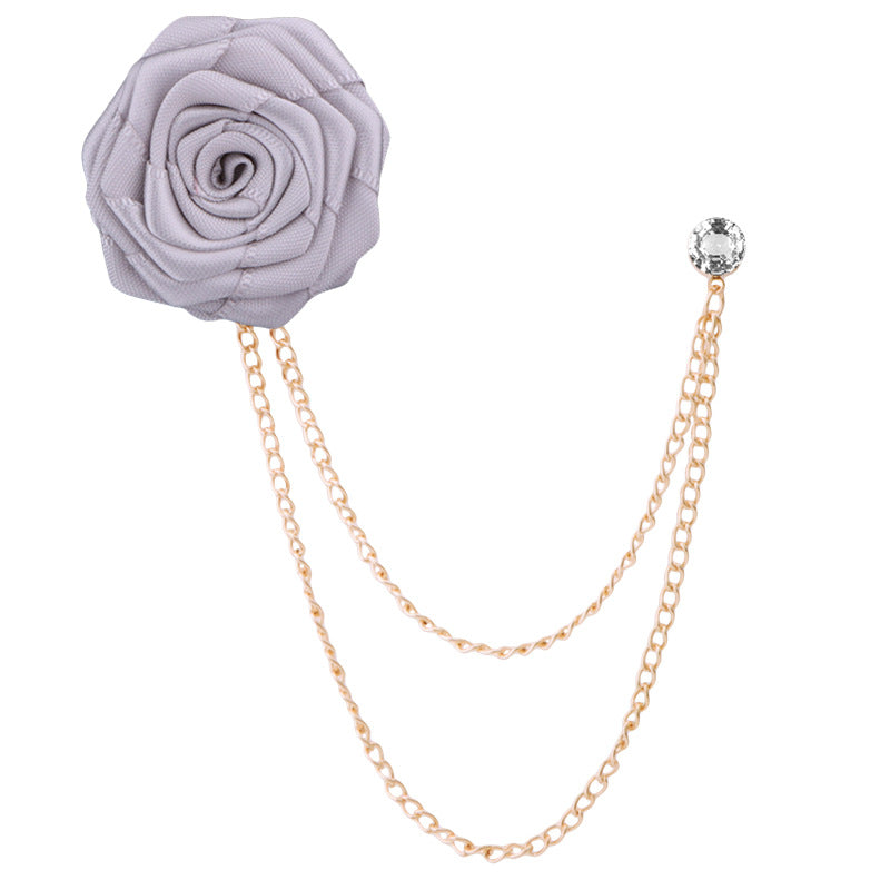 Men's Wedding Ceremony Groom Brooch - Handmade Rose Chain Brooch - For Grooms - Perfect for Wedding Occasions - Ideal Gift for Weddings & Anniversaries