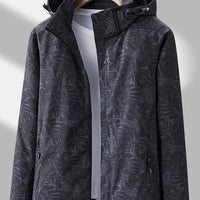 [Tropical Hooded Jacket] Lightweight Women's Hooded Jacket | Casual Zip-Up Outdoor with Tropical Leaf Print, Removable Hood & Adjustable Cuffs for Spring Summer Fall, Hiking, Travel, Camping, Camping Gear