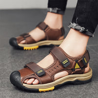 [Breathable Sandals] Summer Breathable Men's Sandals | Casual Sporty Open-Toe Shoes with Adjustable Straps, Faux Cover & Rubber Sole for Beach, Hiking, and Outdoor Activities