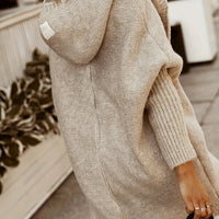 Fall/Winter Cozy Chic Hooded Cardigan - Women's Casual Batwing Sleeve Knit Sweater Coat, 100% Polyester
