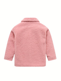 JOMAKE Girls' Winter Coat - Pastel Pink & Ombre Jacket with Button Front Closure, Soft Fleece-Lined Lapel Collar, Non-Stretchy Fabric for Everyday & Formal Events, Long Sleeve Casual Outerwear for School, Travel - Cute Korean