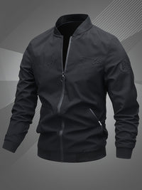 Men'S Letter Embroidered Casual Bomber Jacket
