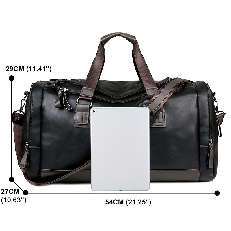 Men'S Genuine Travel Duffel Bag - Adjustable Shoulder Straps, Multiple Compartments, Durable & Stylish for Weekends, Trips & Daily Use (Black), Luggage for Travel, Secure Zipper Closure