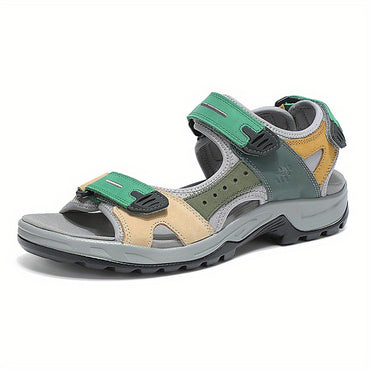 Solid-Colored Top-Grain Cowhide Men'S Sandals, Comfortable And Breathable for Beach Leisure Days, Suitable for Outdoor Activities in Spring And Summer