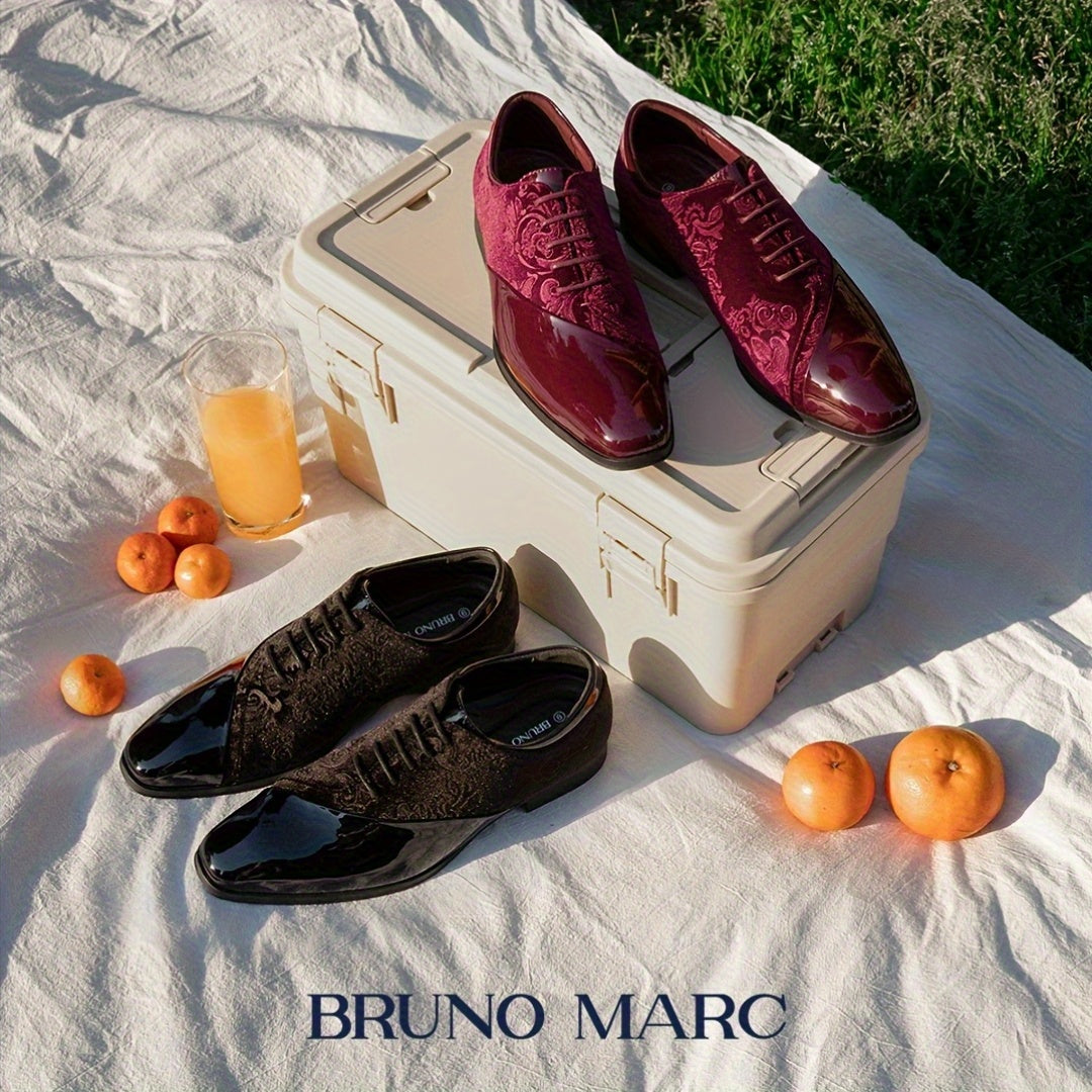 Bruno Marc Classic Glossy Velvet Men's Dress Shoes - Formal Oxford Lace-up Caden