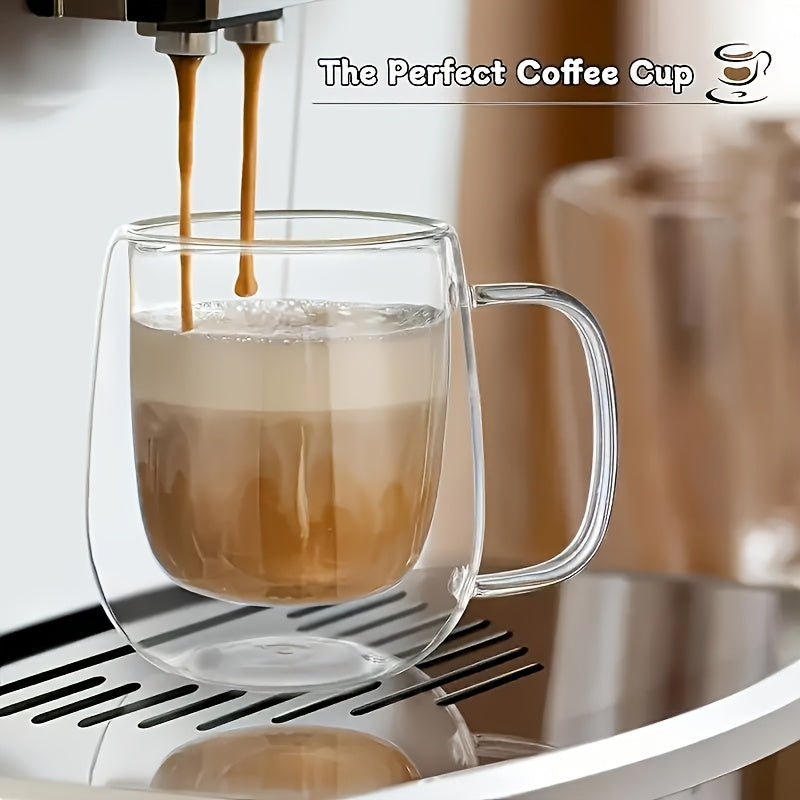 4pcs Set 350ml/11.84oz, With Lid And Spoon, Double-layer Glass Coffee Cup, Insulated Glass Coffee Cup, Set Of 4 Coffee Cups, Latte Coffee Cup, Americano, Cappuccino, Tea Bag, Transparent Glass