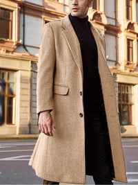 Men's Semi-formal Single Breasted Lapel Elegant Retro Trench Coat for Fall Winter Business