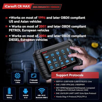 iCarsoft CR Max BT (Enhance Version) Bluetooth Bidirectional Scan Tool, All System, 27 Reset+Extra 38 Service-Oil/EPB/BMS/SAS/SRS/ABS etc.OBD2 Diagnostic Scanner, 4-in-1 Live Graphing, Free Update