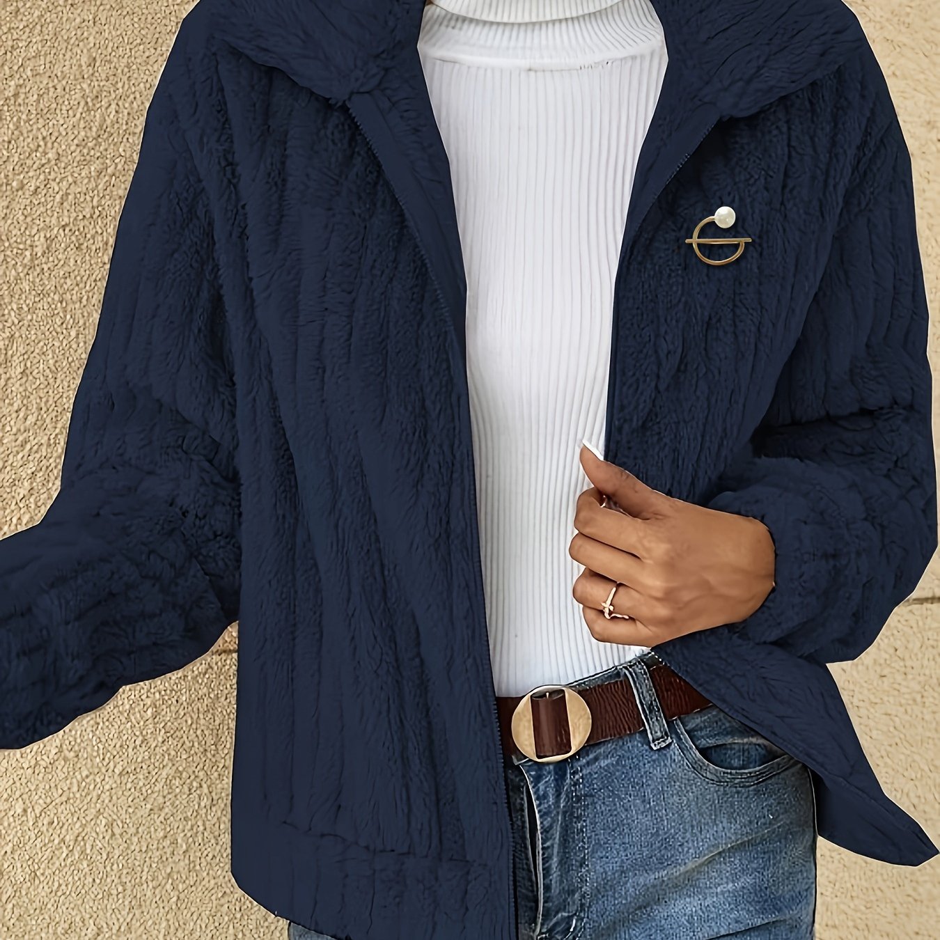 Women's Luxurious Fuzzy Coat - Toasty Elegance, Chic Open Front Design, Long Sleeve Comfort, Versatile for Casual & Formal Occasions - Cozy Fashion Outerwear