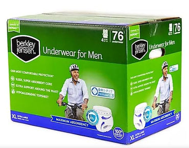 Berkley Jensen Incontinence Underwear for Men - XL, 76 ct.