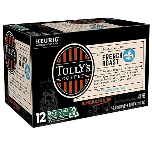 Tully's Coffee French Roast Keurig Single-Serve K-Cup Pods, Dark Roast Coffee, 72 Count (6 Packs of 12)