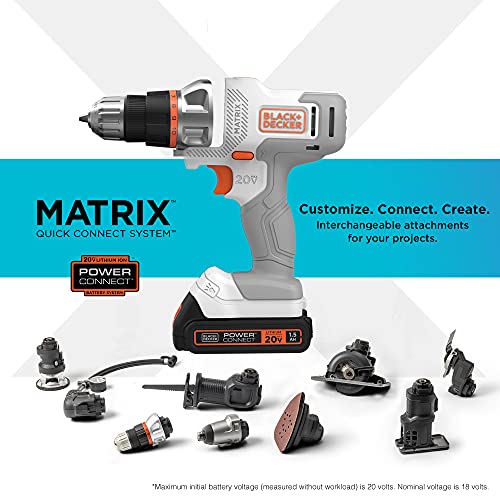 BLACK+DECKER 20V MAX MATRIX Cordless Combo Kit, 6-Tool, White and Orange (BDCDMT1206KITWC)