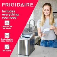 Frigidaire Countertop Ice Maker, Compact Machine, 26 lbs per day, Stainless