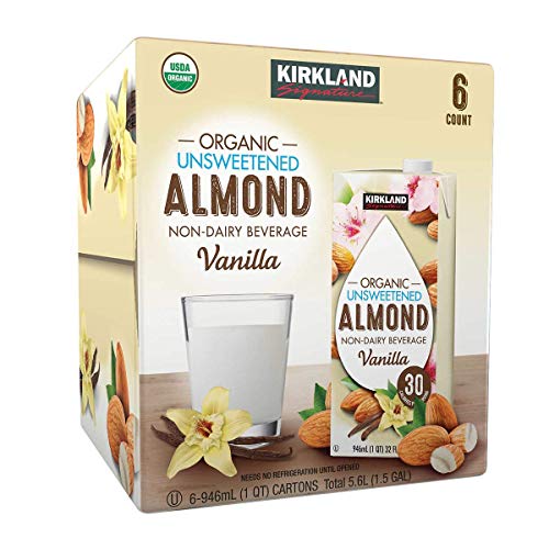 Kirkland Signature Organic Non-Dairy Unsweetened Vanilla Almond Beverage Cartons: 12 ct. (32 fl. oz)