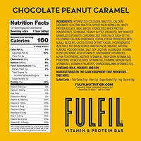 FULFIL Vitamin and Protein Bars, Chocolate Peanut and Caramel, Snack Sized Bar with 15 g Protein and 8 Vitamins Including Vitamin C, 12 Count