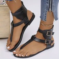 Womens Solid Color Thong Sandals with Stylish Buckle Detail - Ultra-Lightweight & Soft Sole - Effortless Casual Beach Shoes for Summer Escapes - Perfect for Koningsdag/Kings Day Celebrations