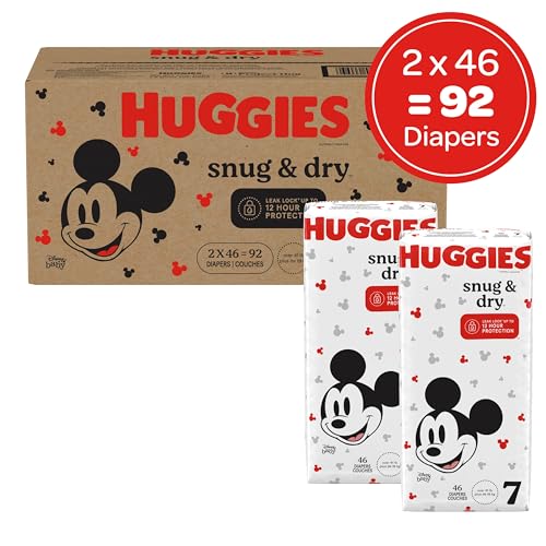 Huggies Size 7 Diapers, Snug & Dry Baby Diapers, Size 7 (41+ lbs), 92 Ct (2 Packs of 46), Packaging May Vary