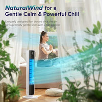 LEVOIT Tower Fan for Bedroom, 25ft/s Standing Fans that Blow Cold Air for Home, Floor Fan 90° Oscillating for Indoors, 28dB Quiet with Sensor, 12H Timer, Remoter, 5 Speeds, 4 Modes, 36 Inch, White